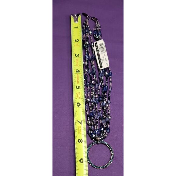 New York And Company Necklace, Multistrand Seed Bead, Rhinestone Pendant w/tags - Picture 10 of 12